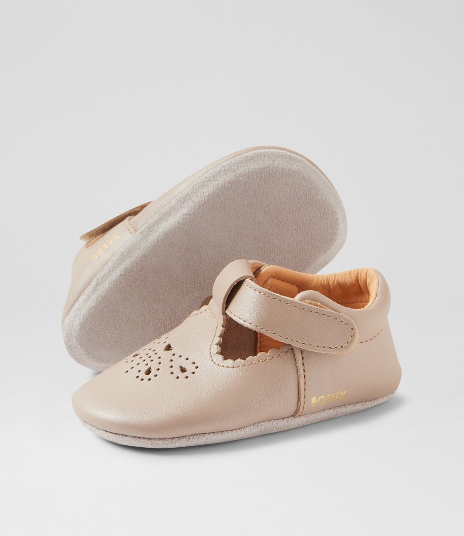 bobux Ss Flutterheart Infant Gold Leather Flat Shoes