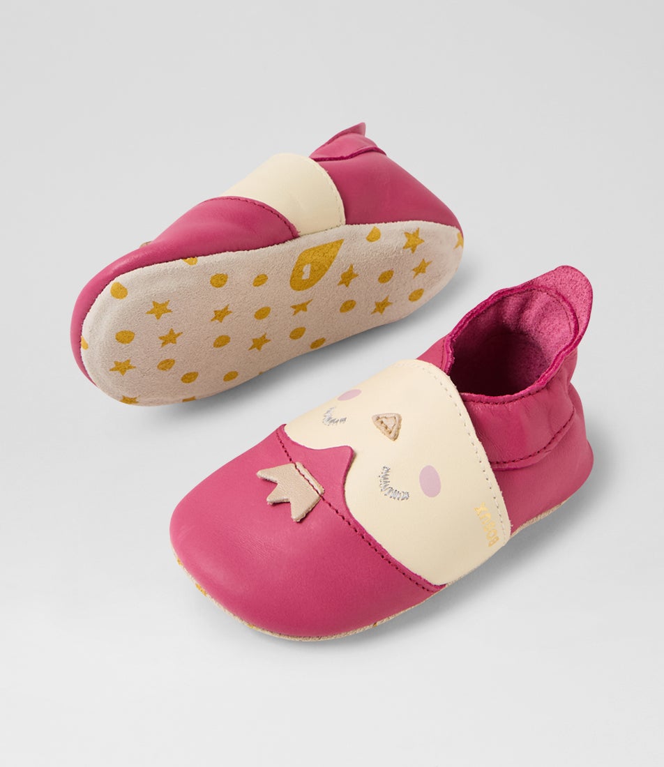 Bobux Ss Frosty Infant Dark Pink Leather Flat Shoes