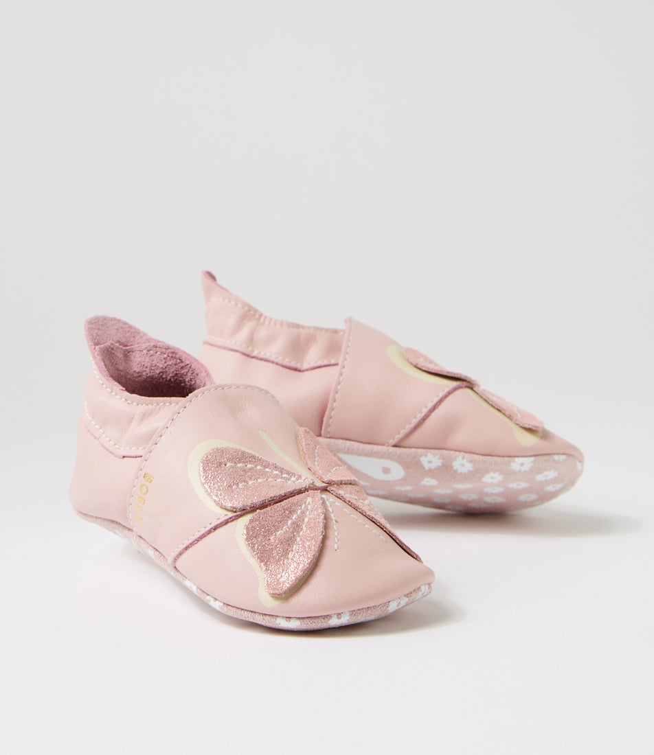 Bobux Ss Glitter Wings Infant Blossom Leather Flat Shoes