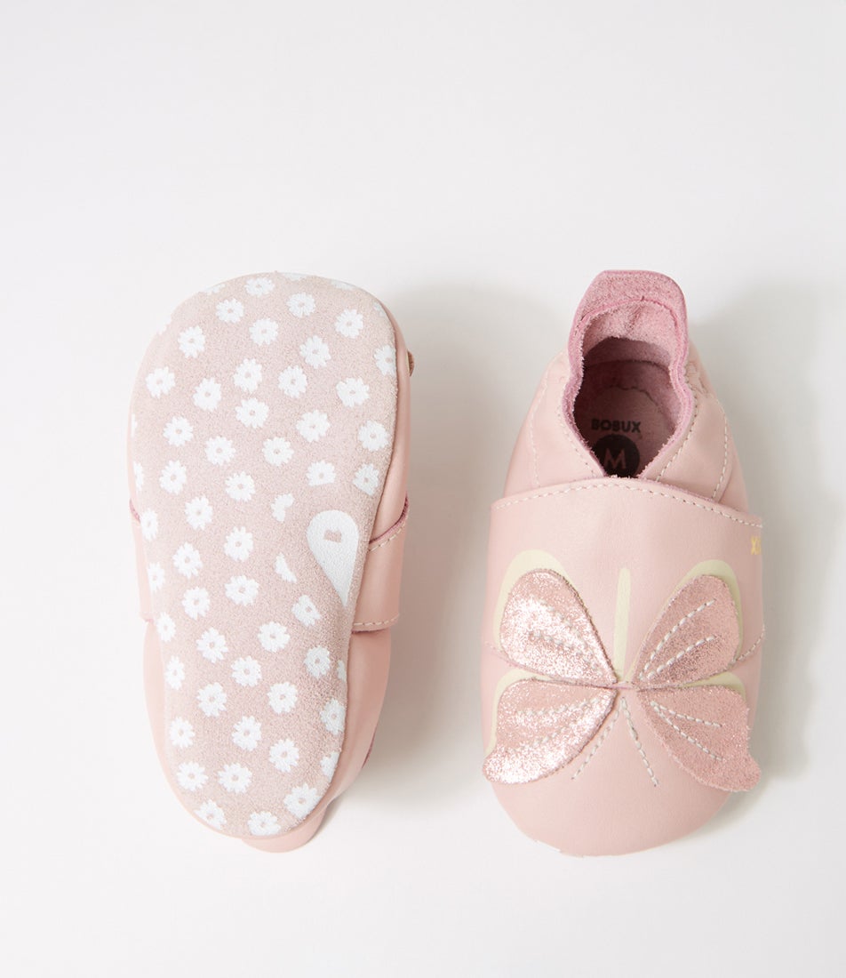 Bobux Ss Glitter Wings Infant Blossom Leather Flat Shoes