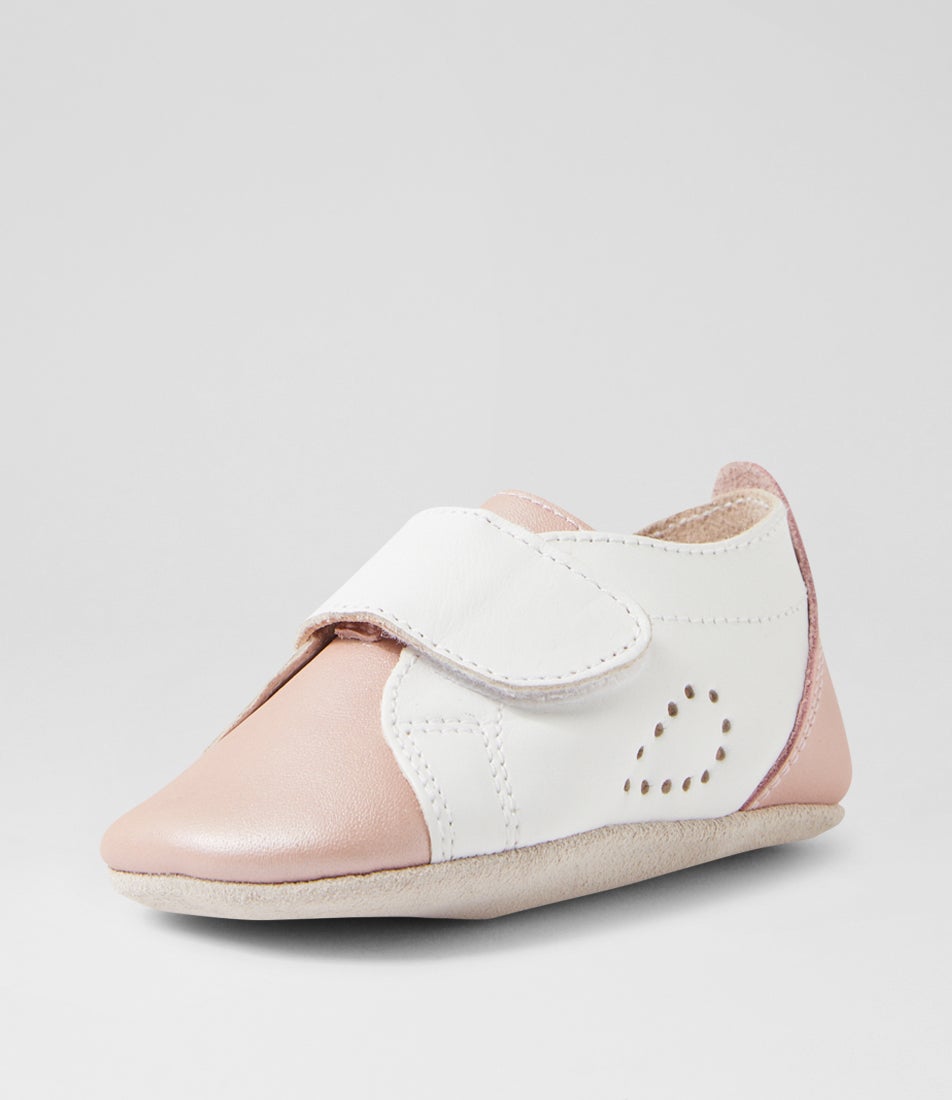 Bobux Ss Grass Court Mini Infant White Dusk Pearl Leather Flat Shoes