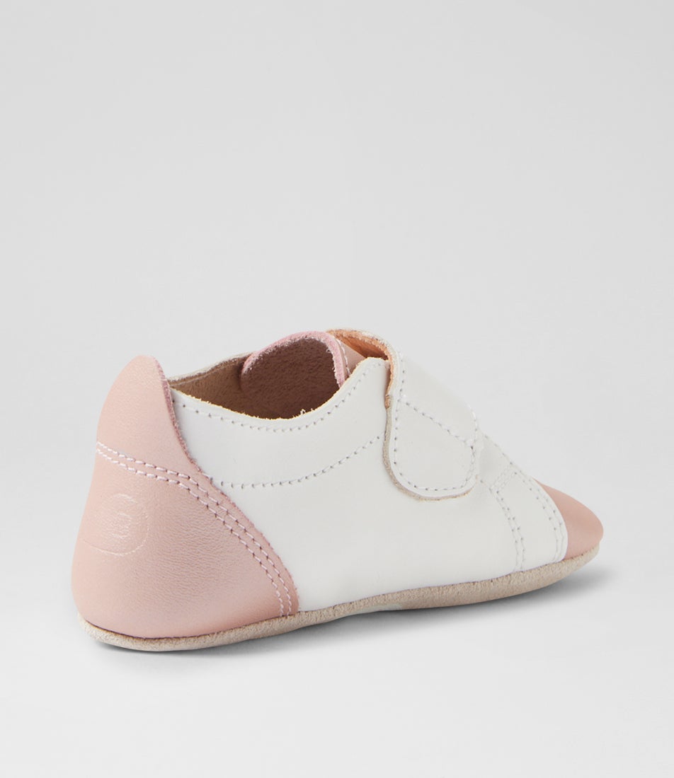 Bobux Ss Grass Court Mini Infant White Dusk Pearl Leather Flat Shoes