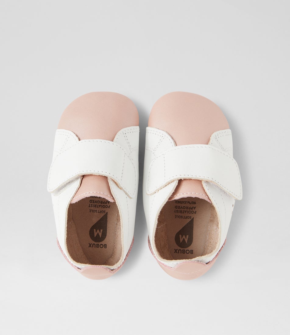 bobux Ss Grass Court Mini Infant White Dusk Pearl Leather Flat Shoes