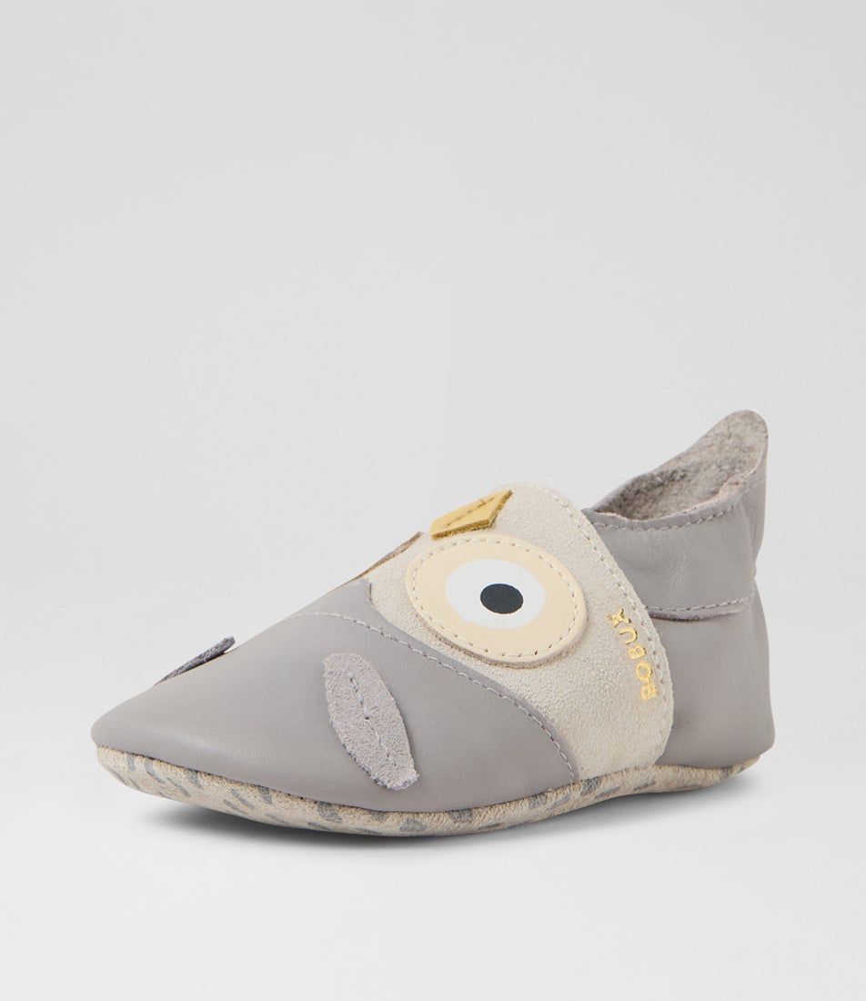 Bobux Ss Hootie Infant Gull Grey Leather Flat Shoes