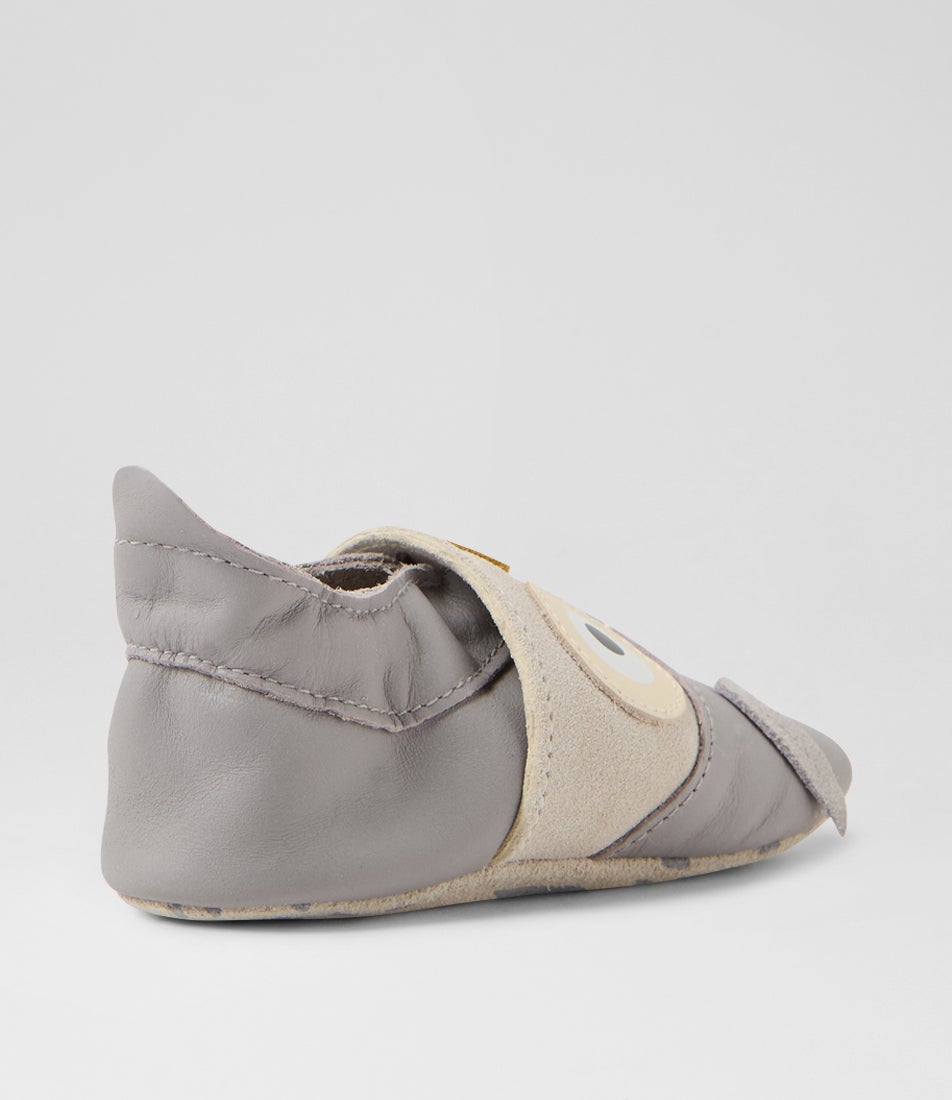 Bobux Ss Hootie Infant Gull Grey Leather Flat Shoes