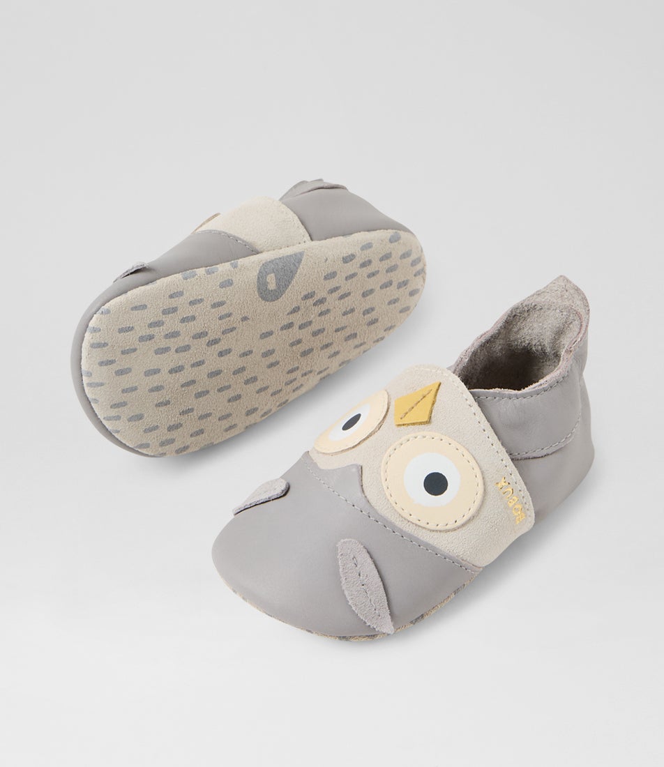 Bobux Ss Hootie Infant Gull Grey Leather Flat Shoes