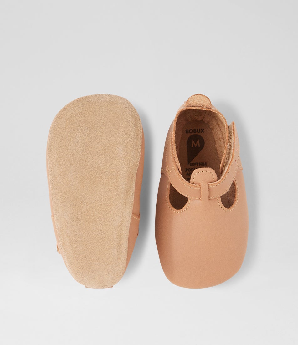 Bobux Ss Jack And Jill Infant Caramel Leather Flat Shoes
