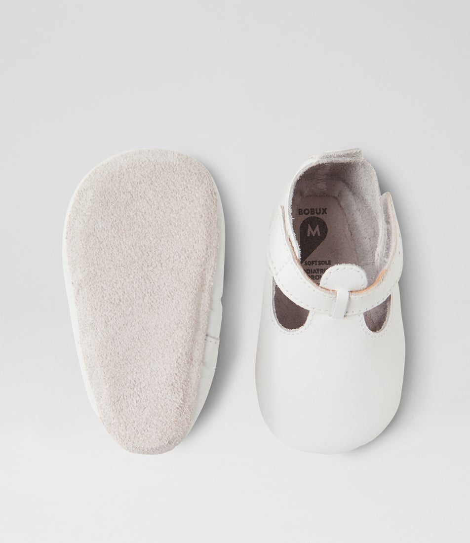 Bobux Ss Jack And Jill Infant White Leather Flat Shoes