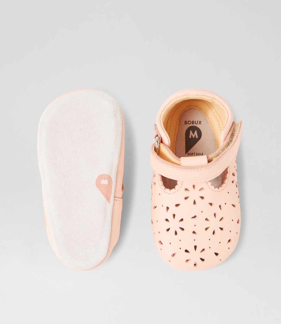 Bobux Ss Lacey Infant Peach Parfait Leather Flat Shoes