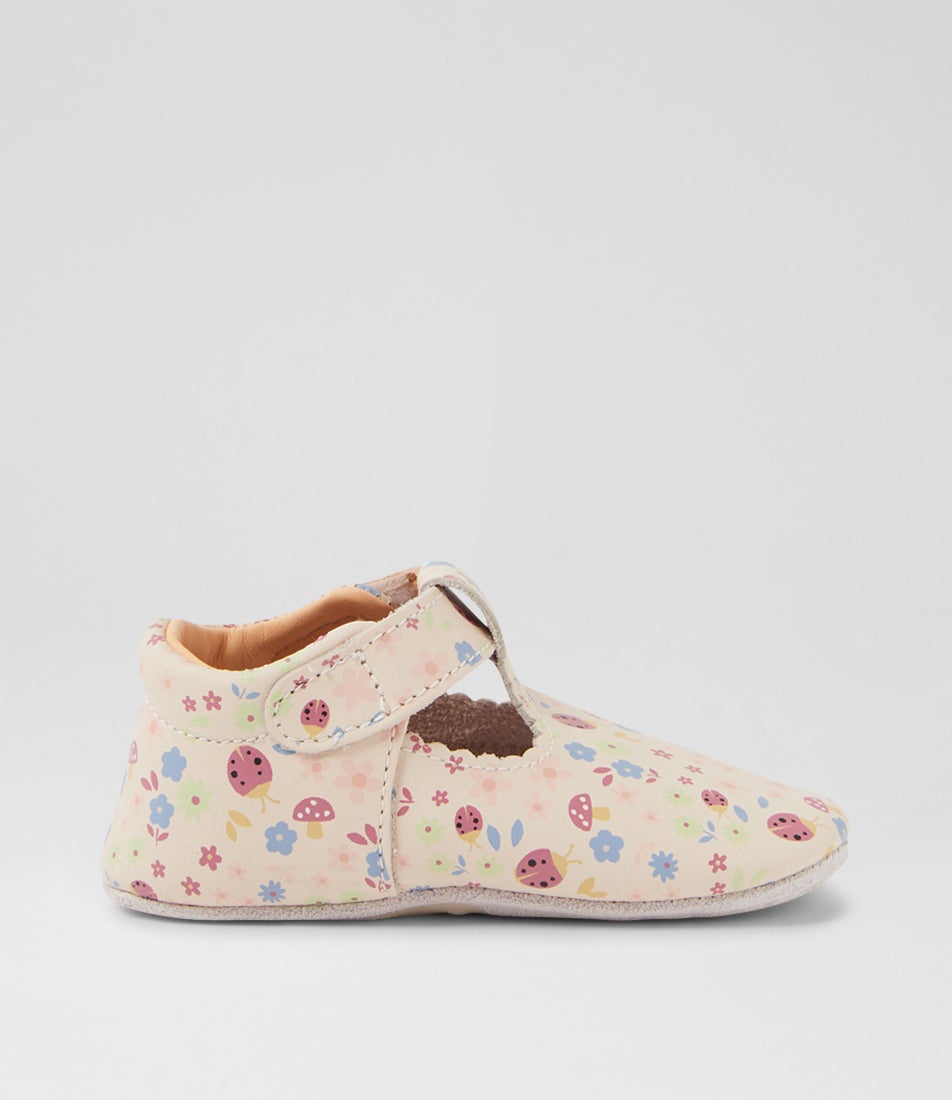 Bobux Ss Meadow Infant Pearl Floral Leather Flat Shoes