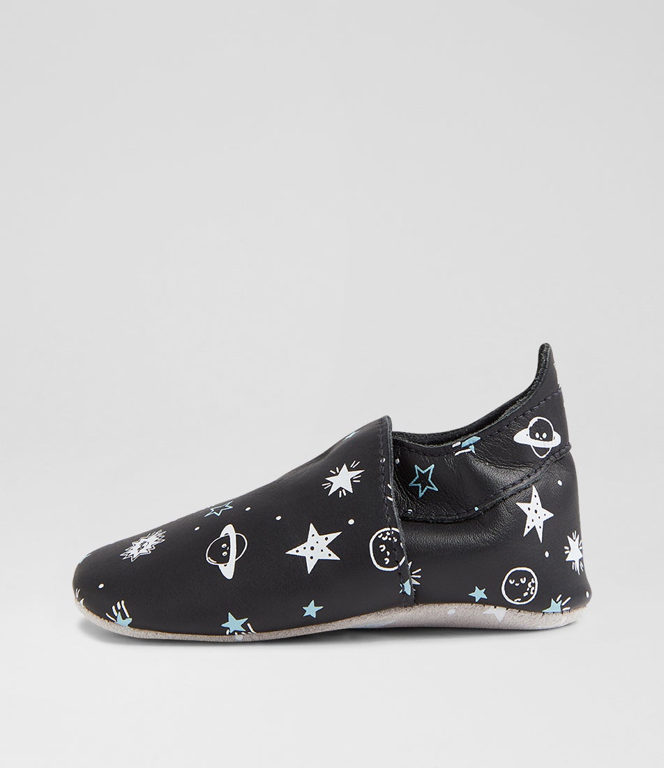 Bobux Ss Outerspace Infant Black Leather Flat Shoes