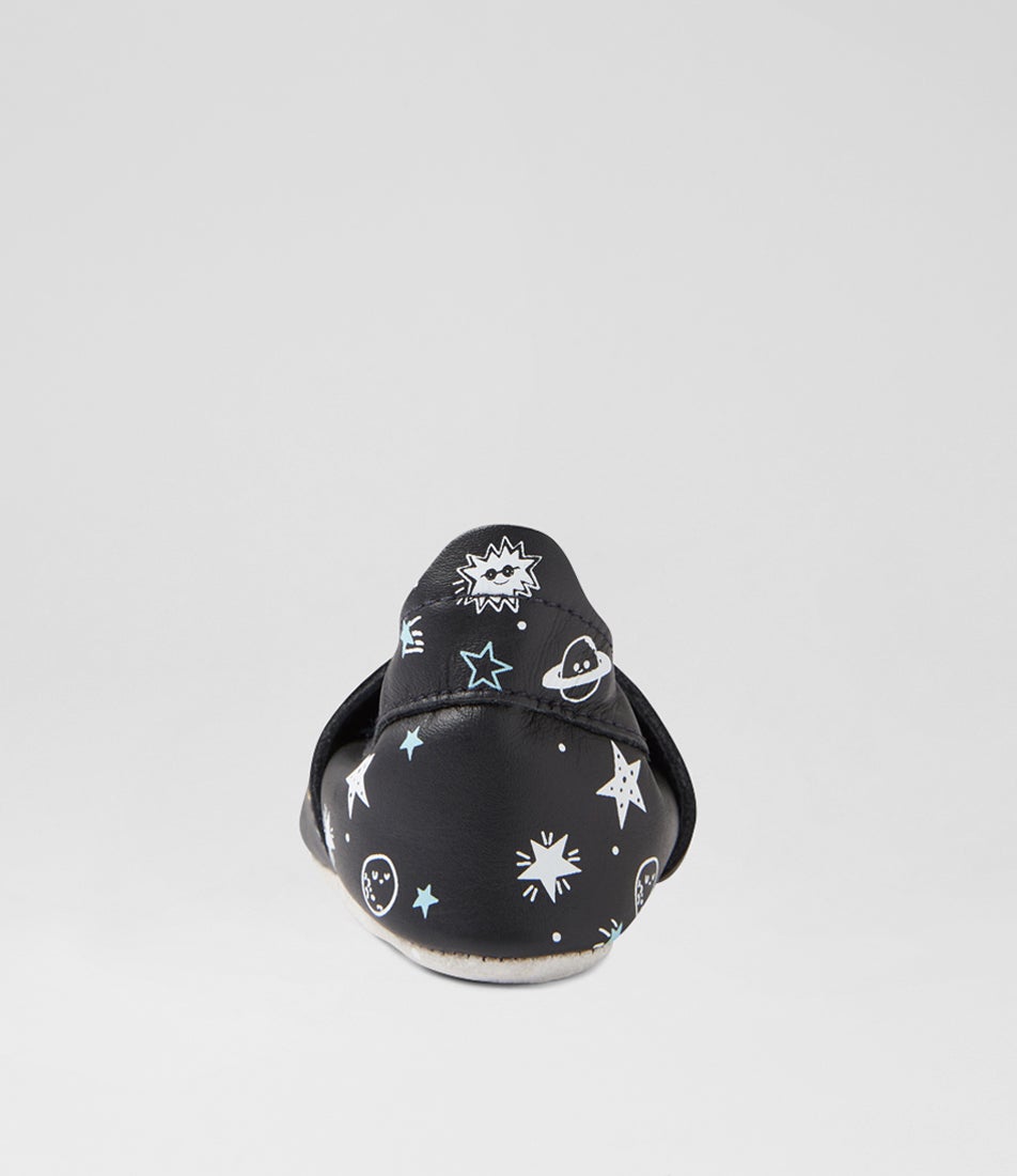 Bobux Ss Outerspace Infant Black Leather Flat Shoes