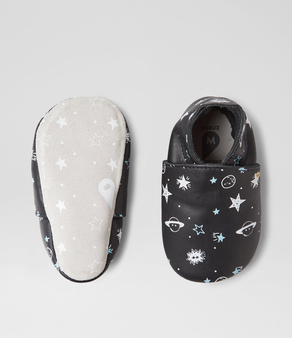 Bobux Ss Outerspace Infant Black Leather Flat Shoes