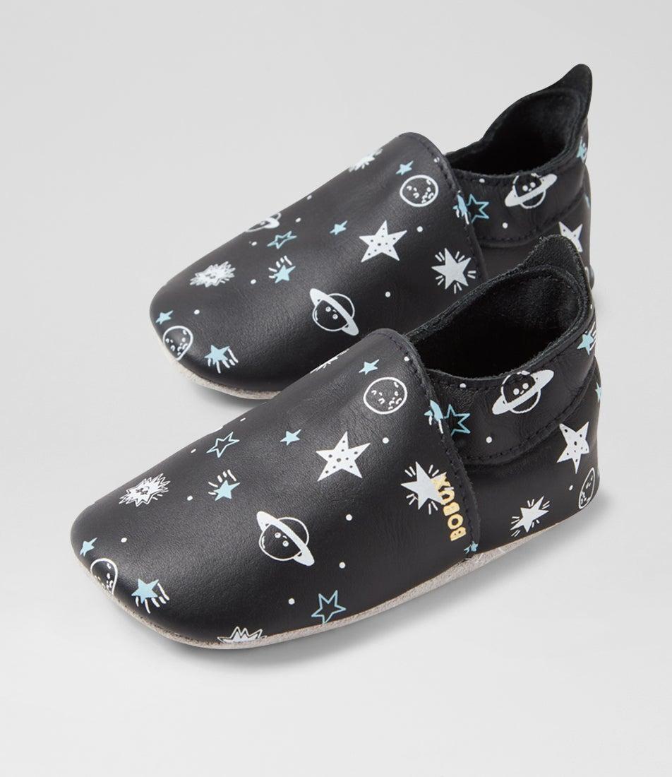 bobux Ss Outerspace Infant Black Leather Flat Shoes