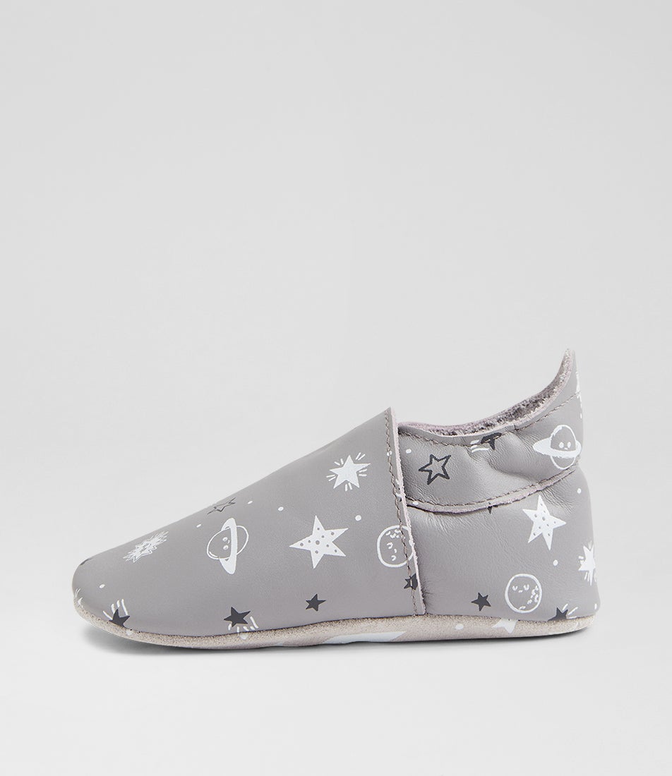 Bobux Ss Outerspace Infant Gull Grey Leather Flat Shoes