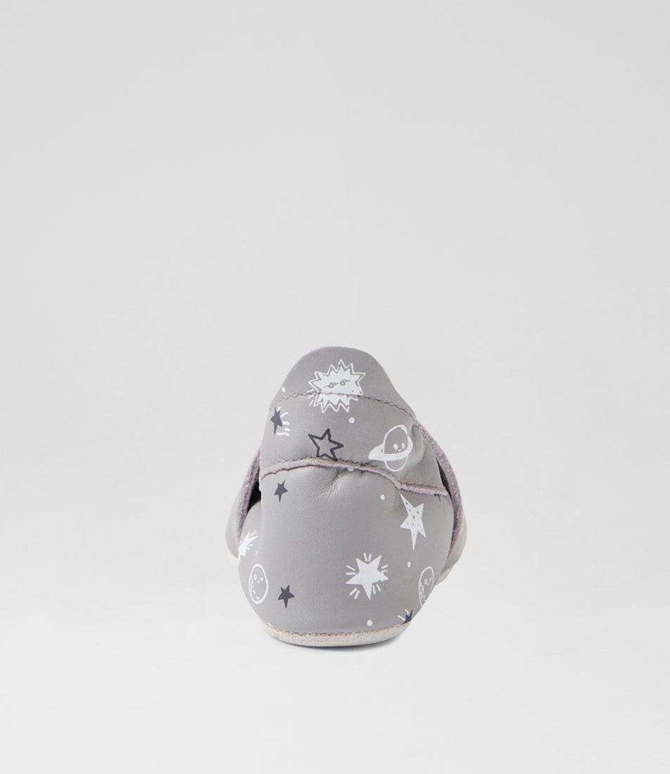 Bobux Ss Outerspace Infant Gull Grey Leather Flat Shoes