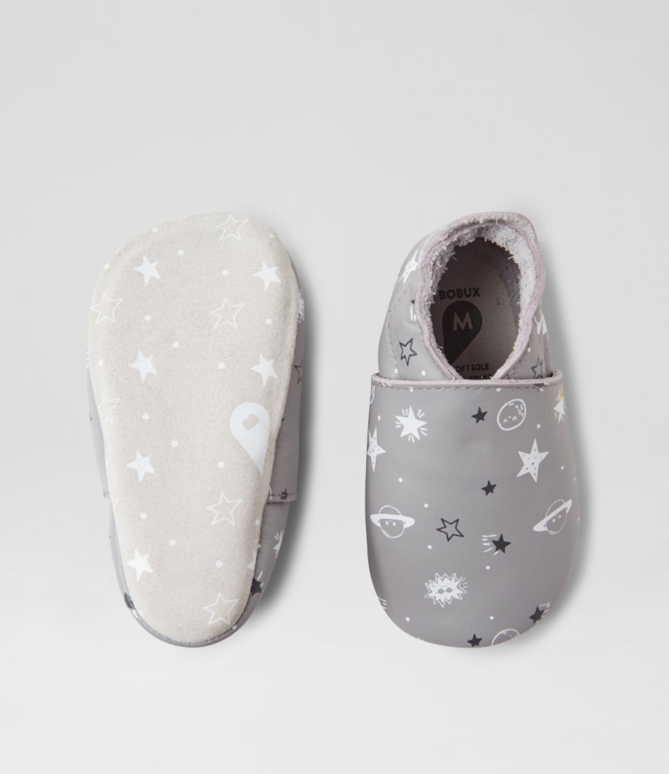 Bobux Ss Outerspace Infant Gull Grey Leather Flat Shoes