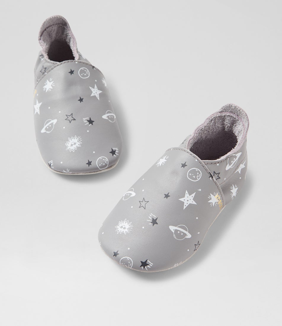 bobux Ss Outerspace Infant Gull Grey Leather Flat Shoes