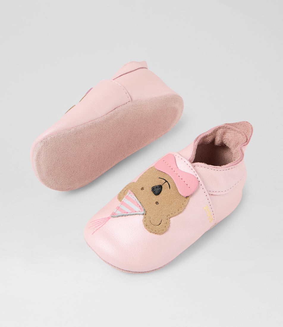 Bobux Ss Party Bear Infant Blossom Pearl Leather Flat Shoes