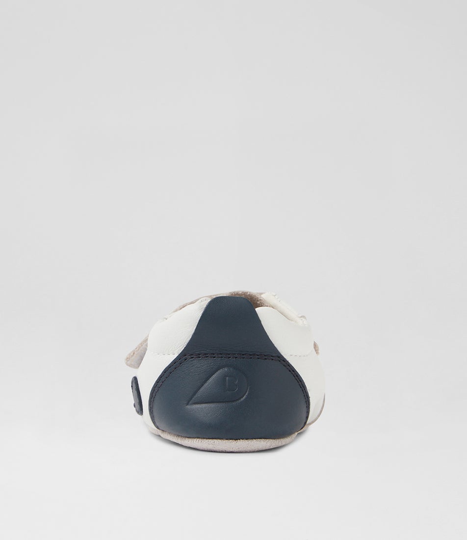 Bobux Ss Pitch Infant White Navy Leather Flat Shoes