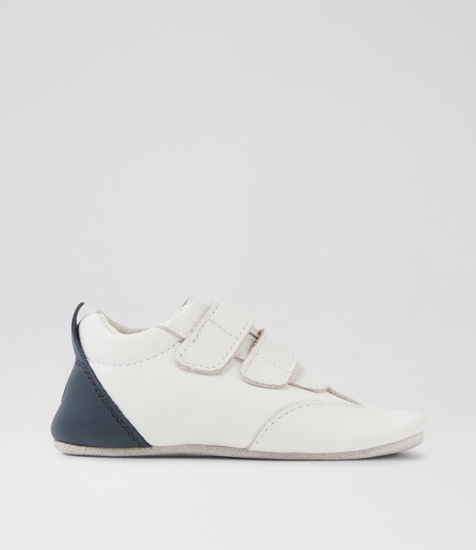 Bobux Ss Pitch Infant White Navy Leather Flat Shoes