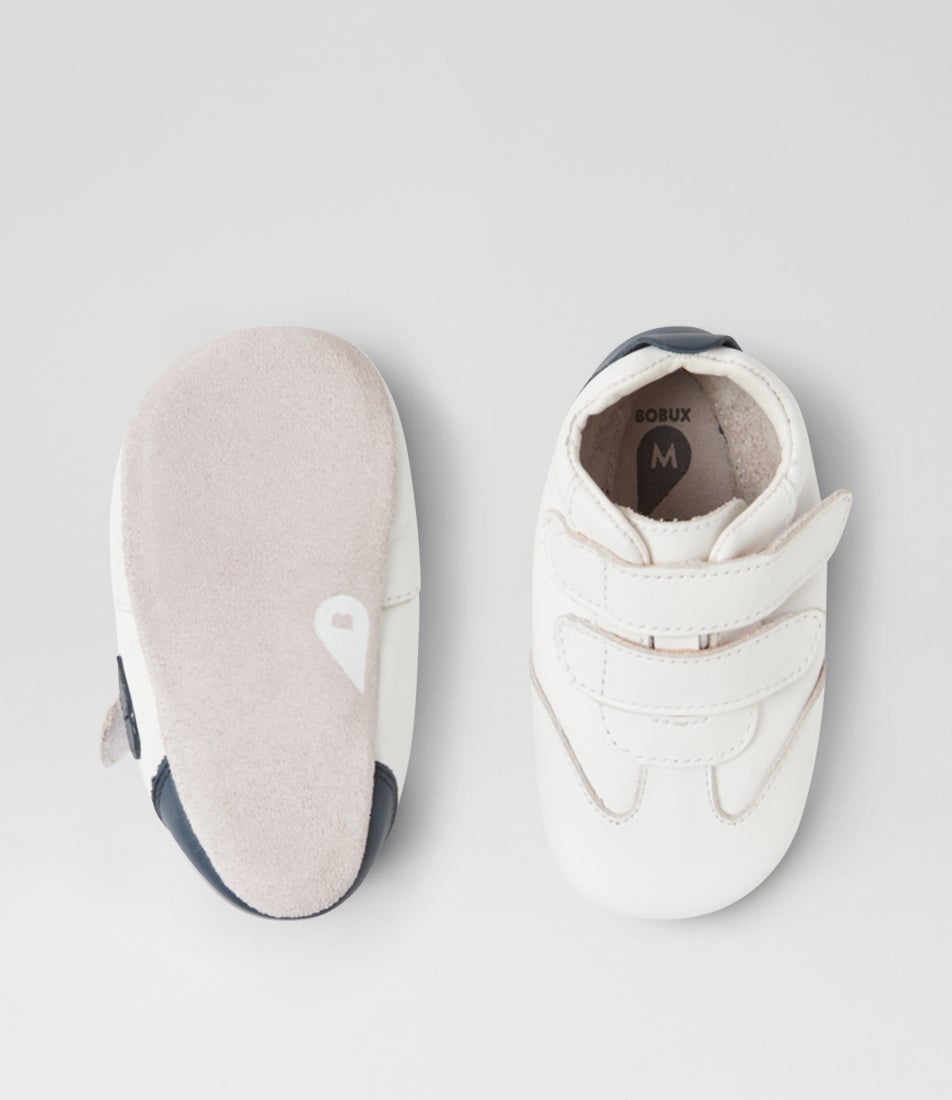 Bobux Ss Pitch Infant White Navy Leather Flat Shoes