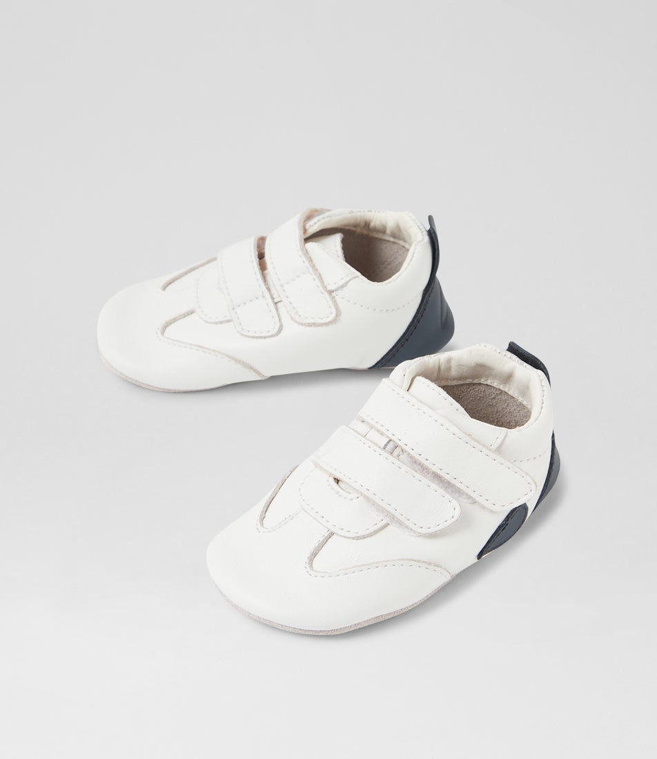 bobux Ss Pitch Infant White Navy Leather Flat Shoes