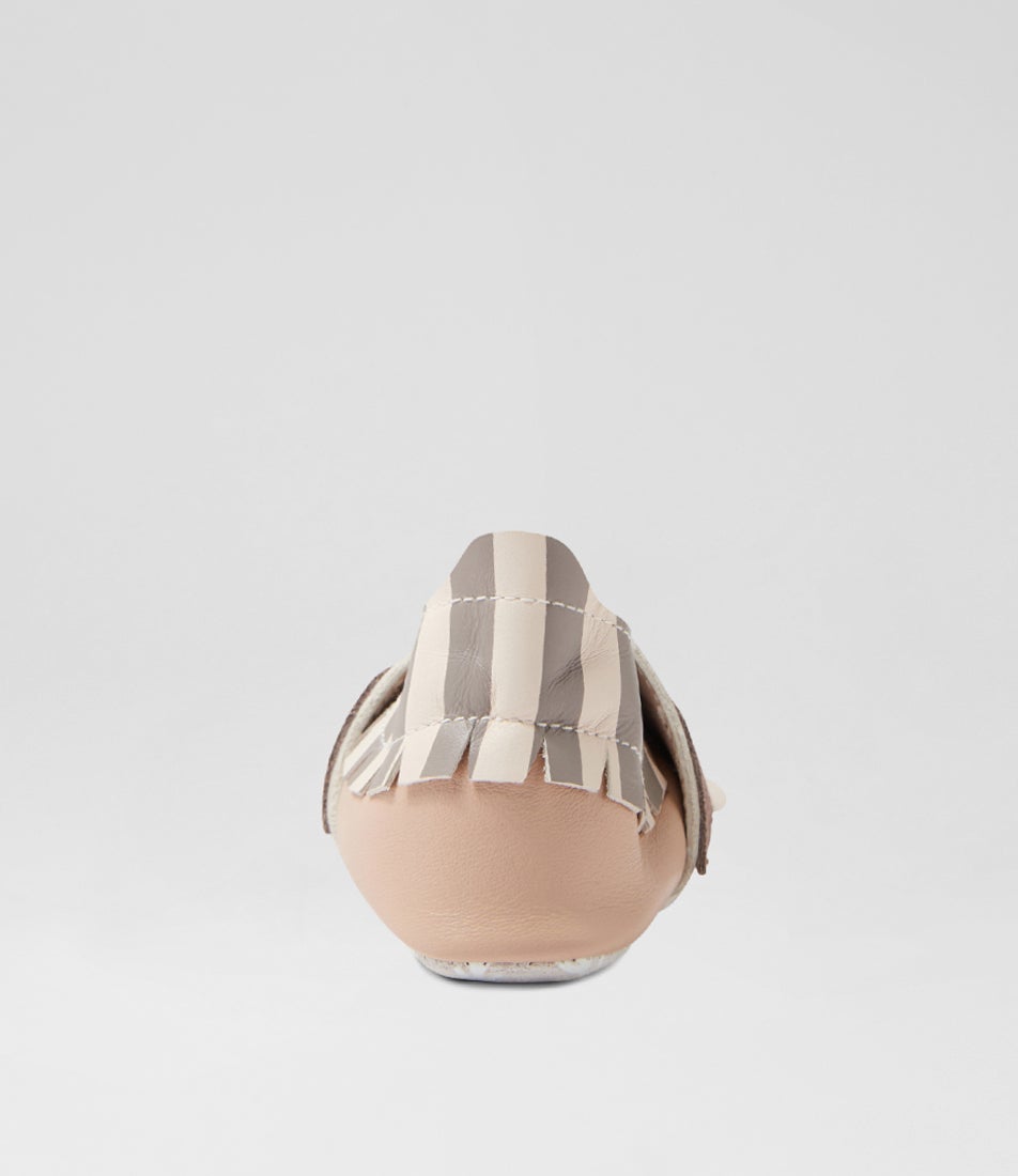 Bobux Ss Rickie Infant Pearl Beige Leather Flat Shoes