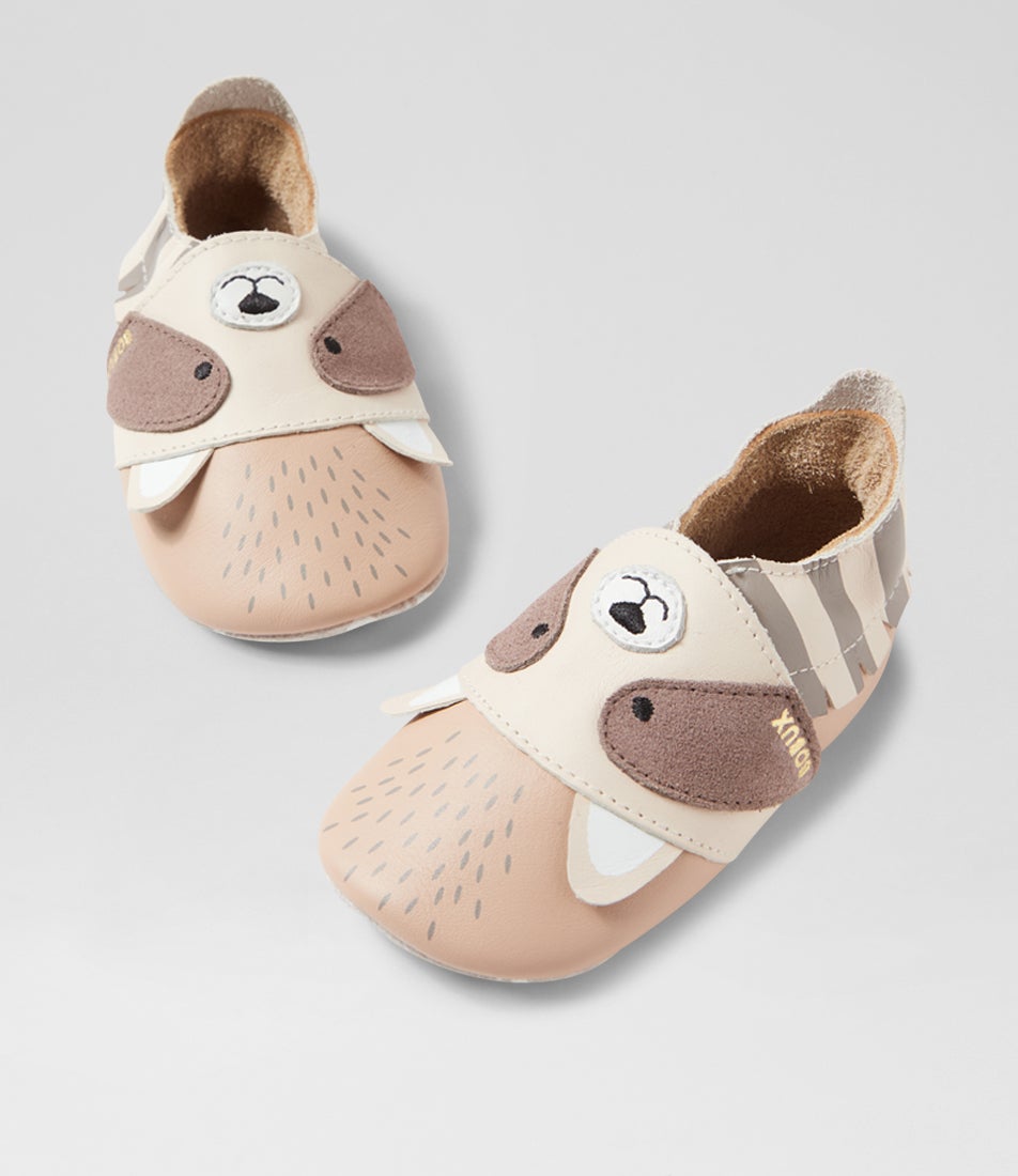 bobux Ss Rickie Infant Pearl Beige Leather Flat Shoes