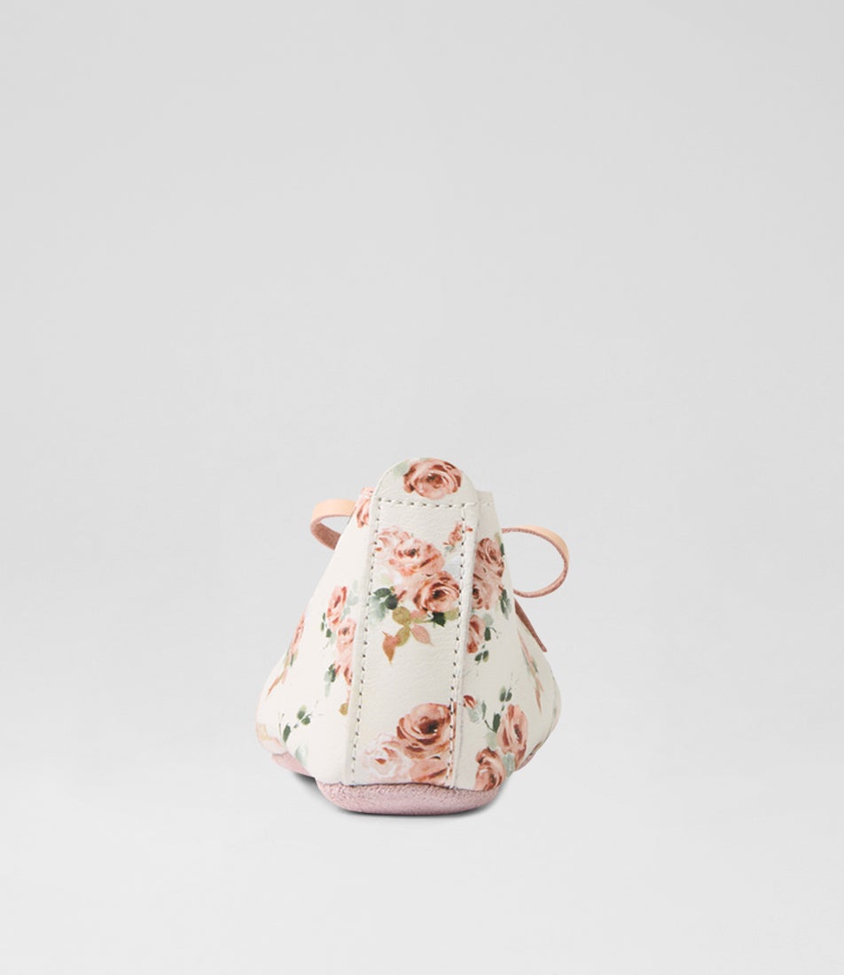 Bobux Ss Rosebud Lace Infant White Rose Leather Flat Shoes