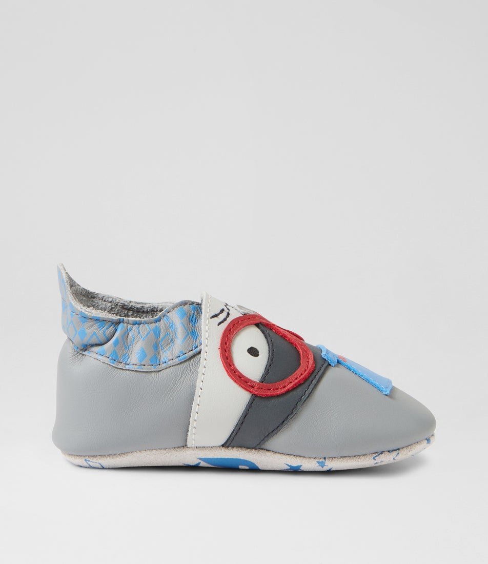 Bobux Ss Silly Seal Griffin Grey Leather Flat Shoes