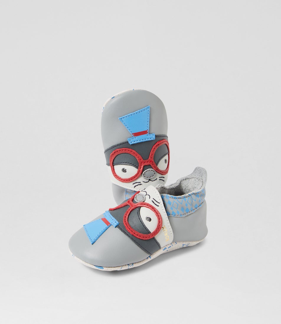 bobux Ss Silly Seal Griffin Grey Leather Flat Shoes