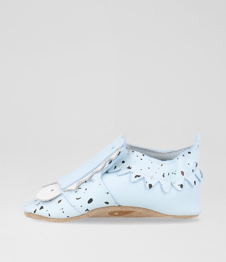 Bobux Ss Snap Infant Sky Terrazzo Leather Flat Shoes
