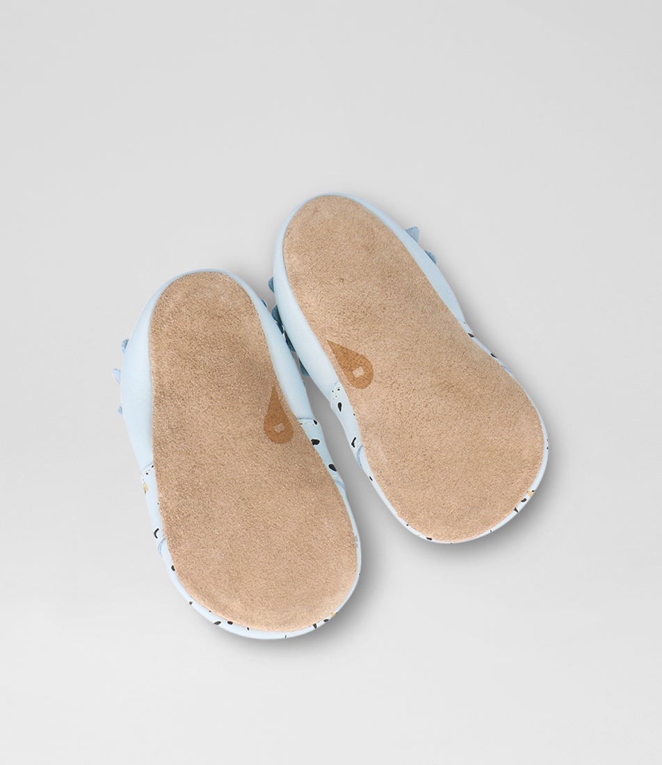 bobux Ss Snap Infant Sky Terrazzo Leather Flat Shoes