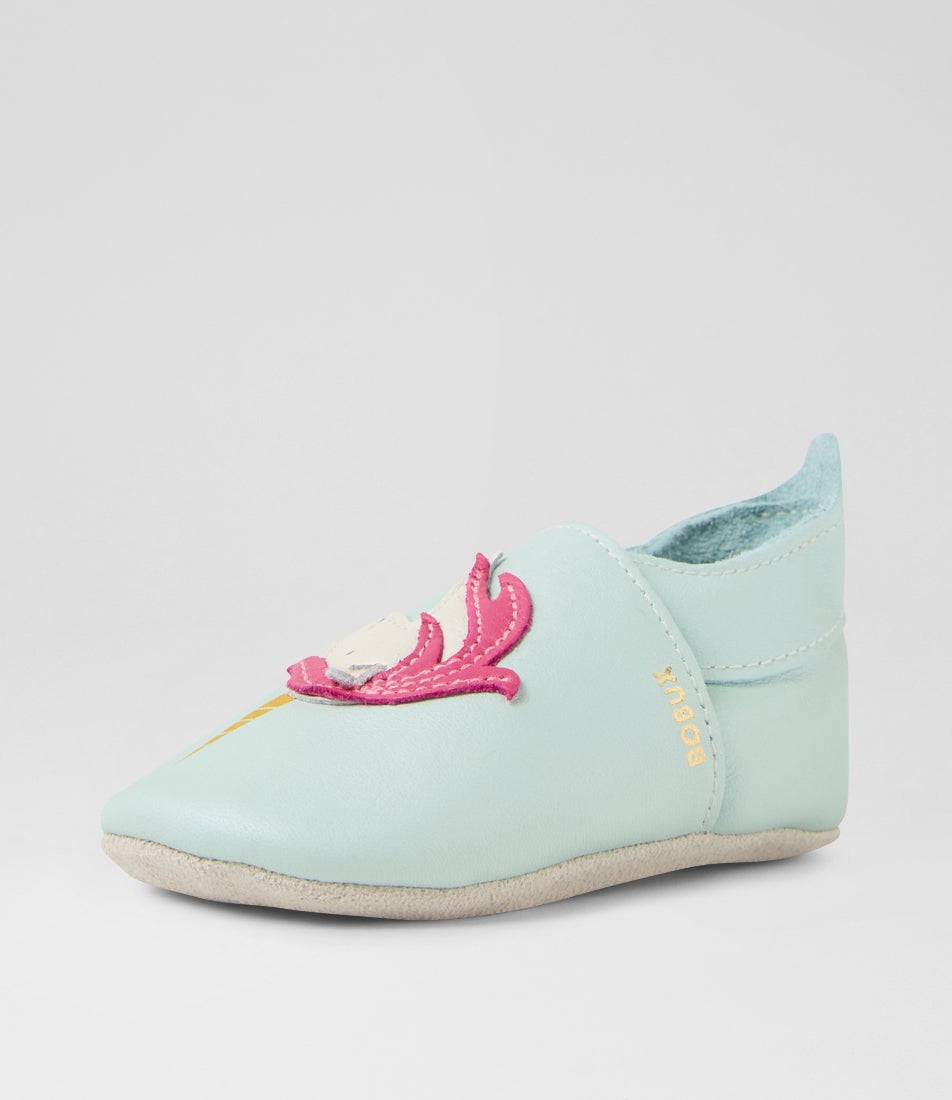 Bobux Ss Stardust Infant Aqua Shimmer Leather Flat Shoes