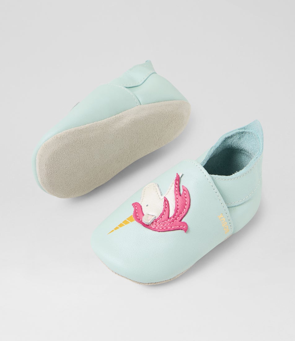 Bobux Ss Stardust Infant Aqua Shimmer Leather Flat Shoes