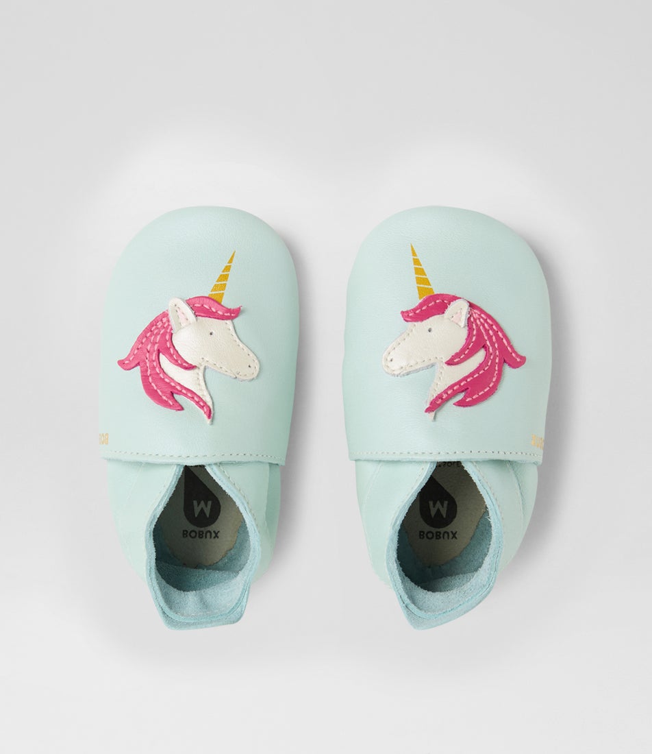 bobux Ss Stardust Infant Aqua Shimmer Leather Flat Shoes