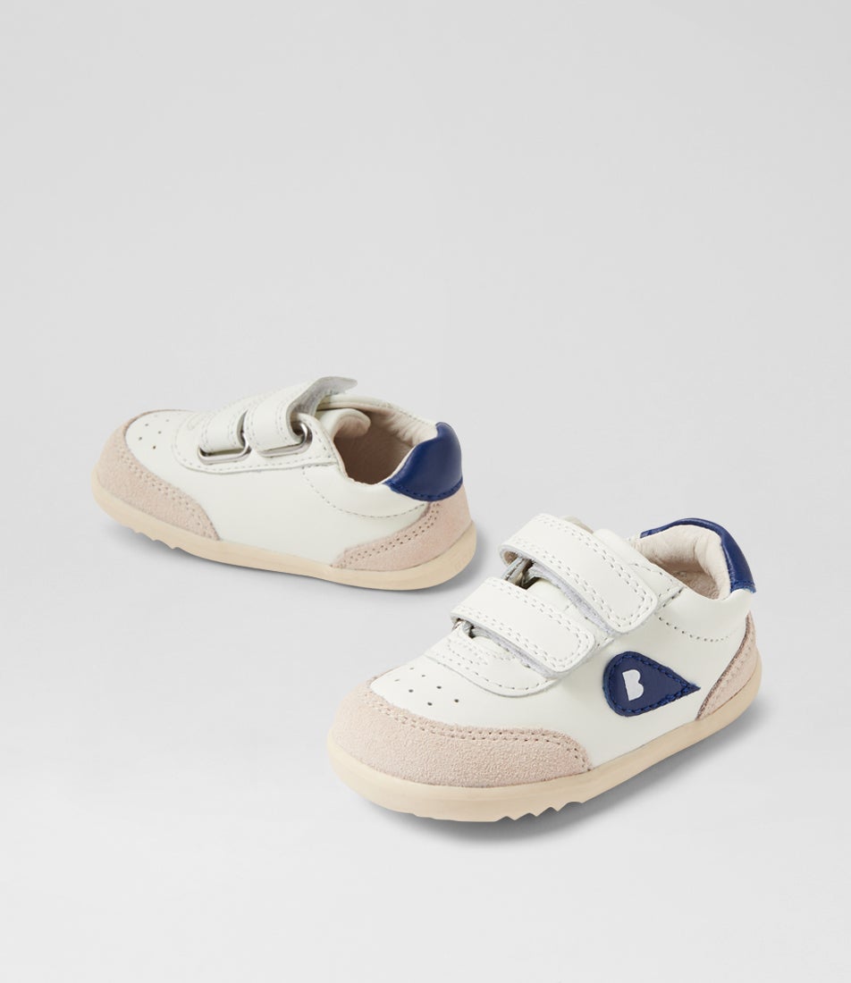 bobux Su Champ Chalk Gentian Blue Leather Flat Shoes