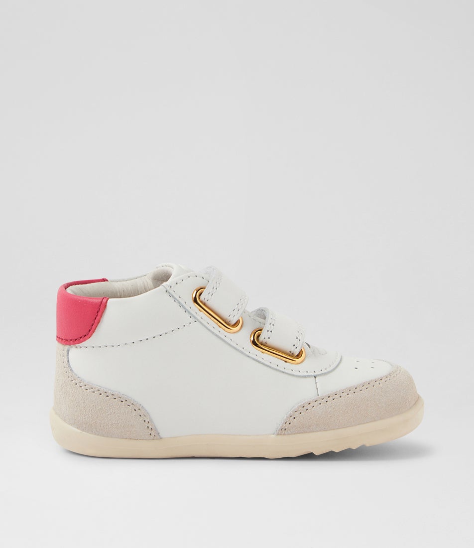 Bobux Su Champ High Infant Chalk Radiant Raspberry Leather Ankle Boots