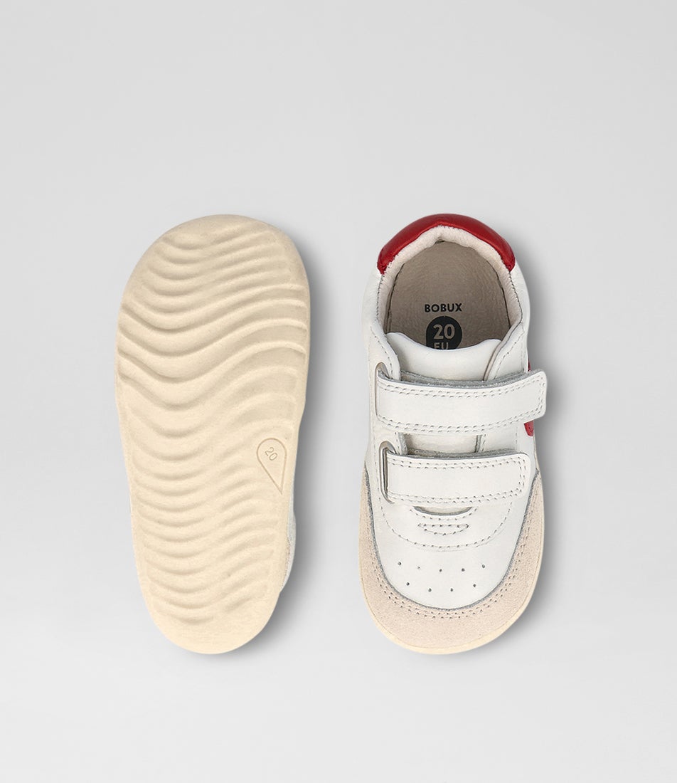 Bobux Su Champ Infant Chalk Radiant Red Leather Sneakers