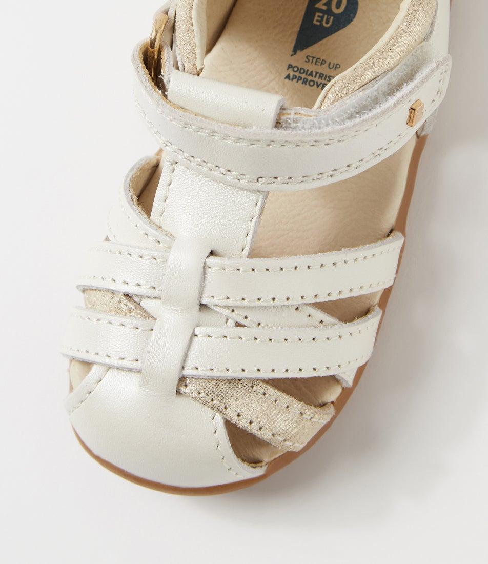 Bobux Su Cross Jump Infant Moon Pearl Leather Sandals