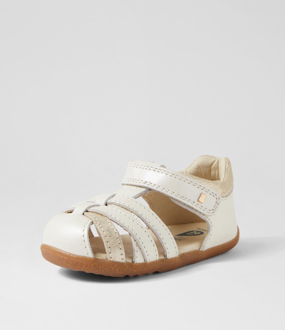 Bobux Su Cross Jump Infant Moon Pearl Leather Sandals