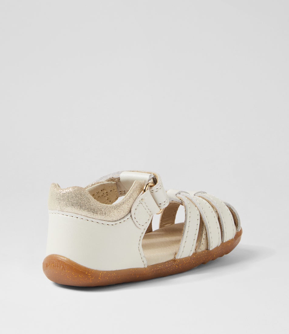 Bobux Su Cross Jump Infant Moon Pearl Leather Sandals