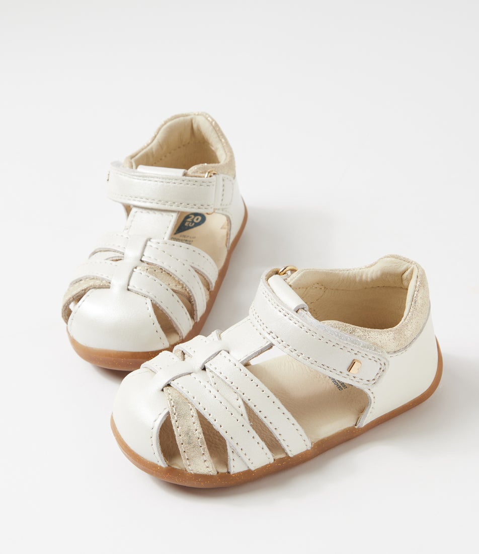 bobux Su Cross Jump Infant Moon Pearl Leather Sandals