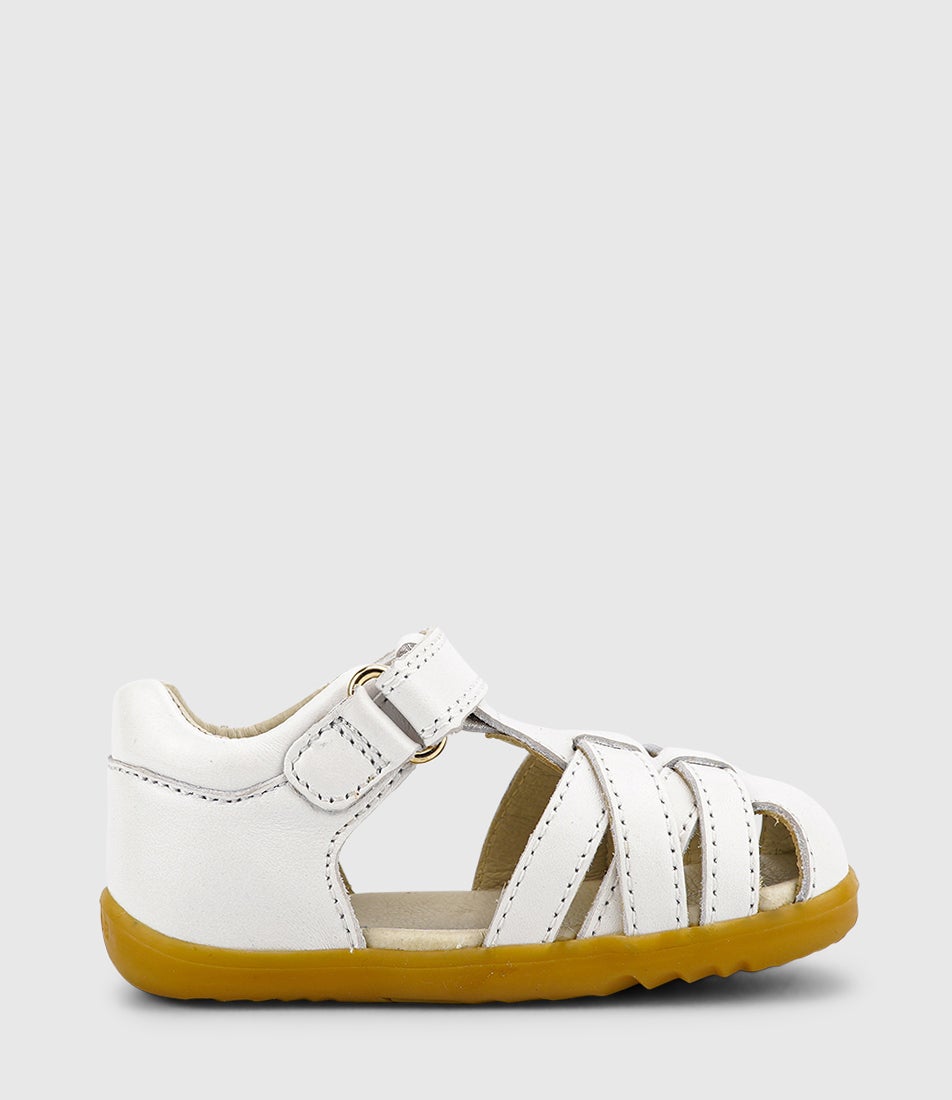 bobux Su Cross Jump Infant White Leather Flat Shoes