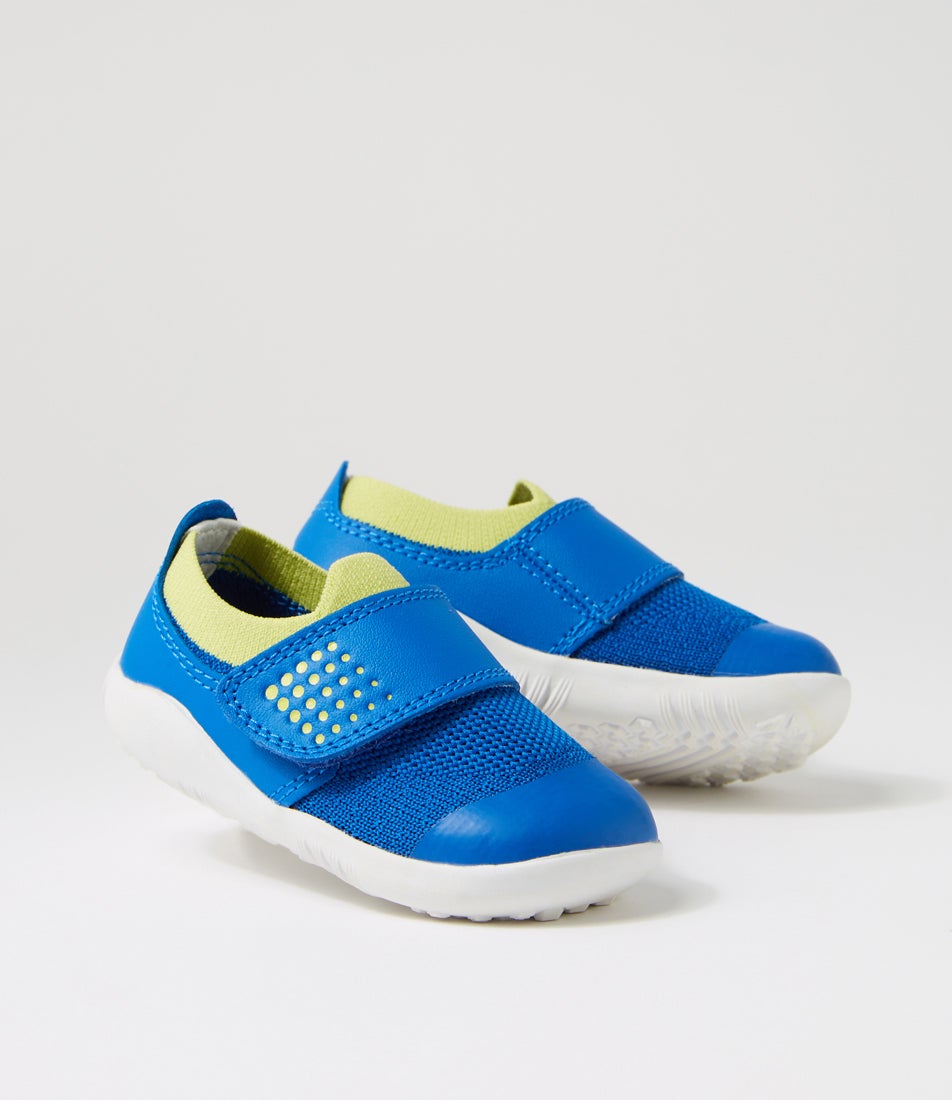 Bobux Su Dimension 3 Infant Snorkel Blue Sunny Lime Fabric Flat Shoes