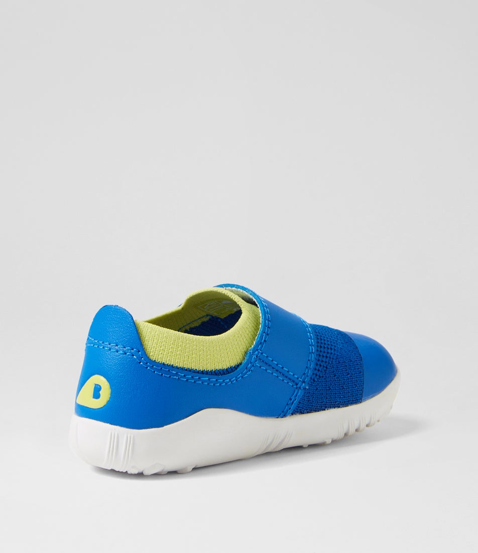 Bobux Su Dimension 3 Infant Snorkel Blue Sunny Lime Fabric Flat Shoes