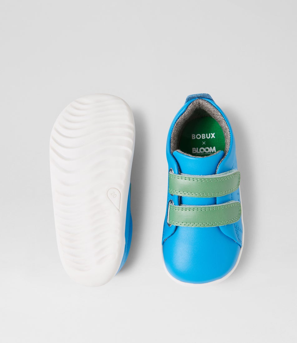 Bobux Su Grass Court Brilliant Blue Leather Flat Shoes