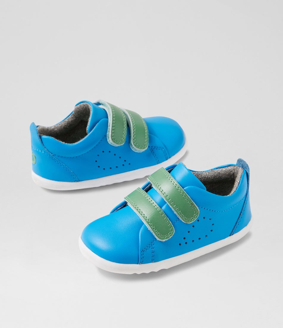 bobux Su Grass Court Brilliant Blue Leather Flat Shoes