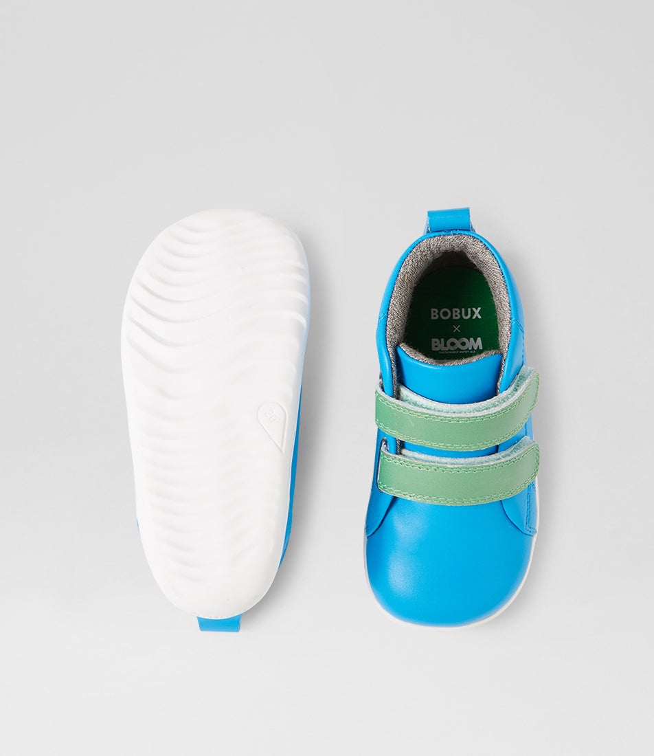 Bobux Su Grass Court High Infant Brilliant Blue Leather Ankle Boots